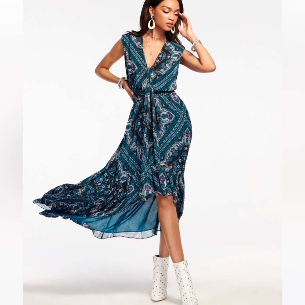 Ramy Brook Like New Condition Silk Wendy High-low Maxi Dress in Navy Blue XS